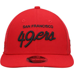 San Francisco 49ers New Era Black Excellence Collection Wordmark Trucker Low Profile 9FIFTY Snapback Hat - Scarlet Hats