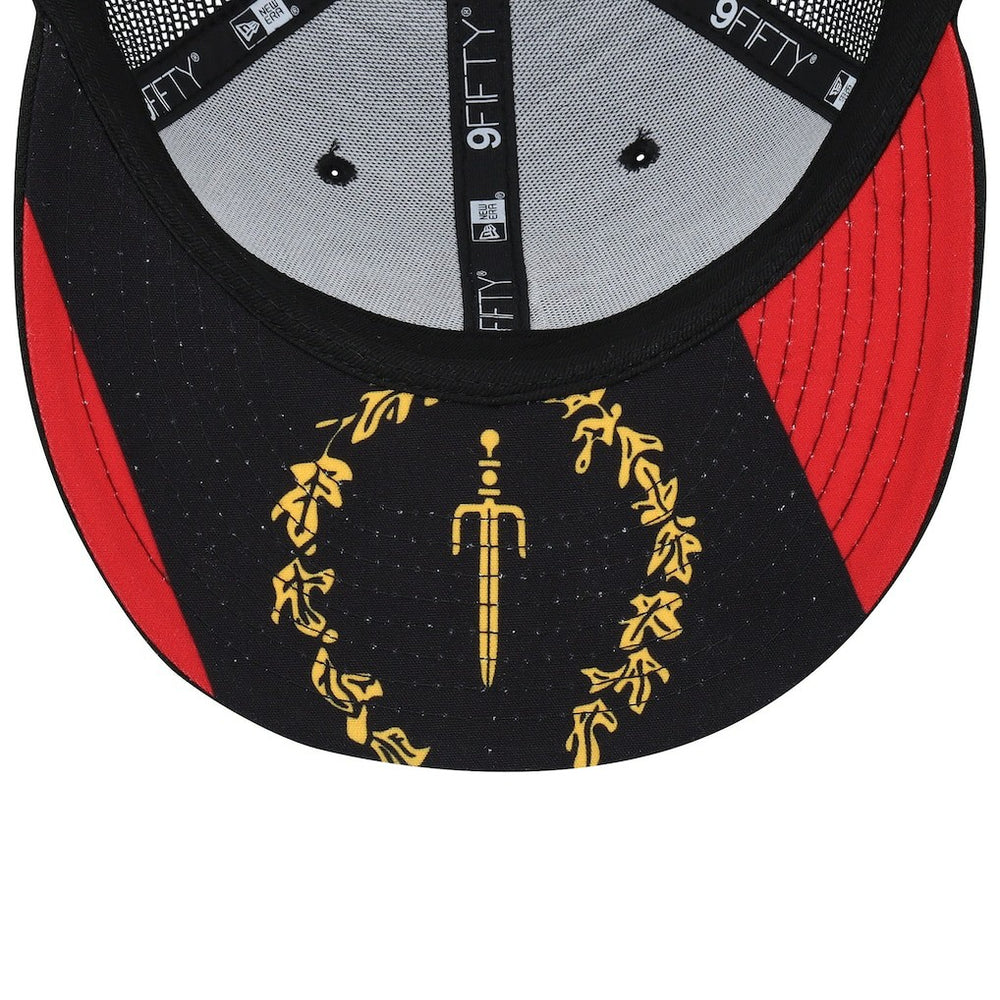 San Francisco 49ers New Era Black Excellence Collection Wordmark Trucker Low Profile 9FIFTY Snapback Hat - Scarlet Hats