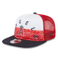 Los Angeles Angels New Era Team Foam Front A-Frame Trucker 9FIFTY Snapback Hat - White/Red Hats