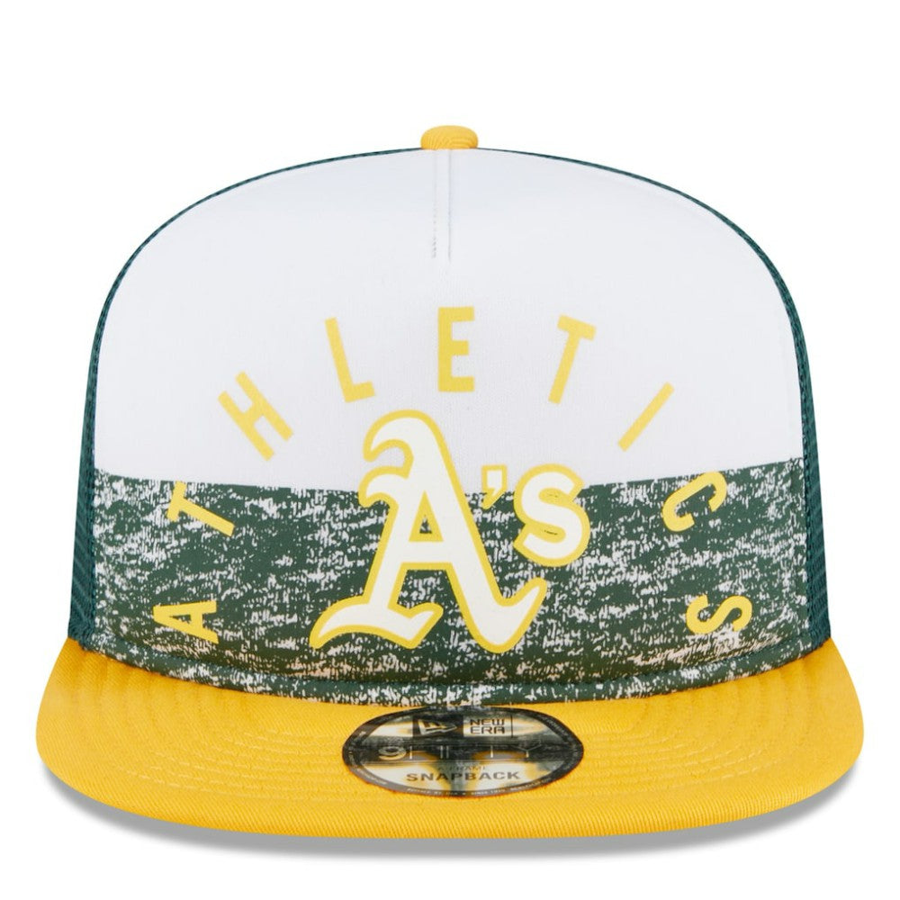 Athletics New Era Team Foam Front A-Frame Trucker 9FIFTY Snapback Hat - White/Gold Hats