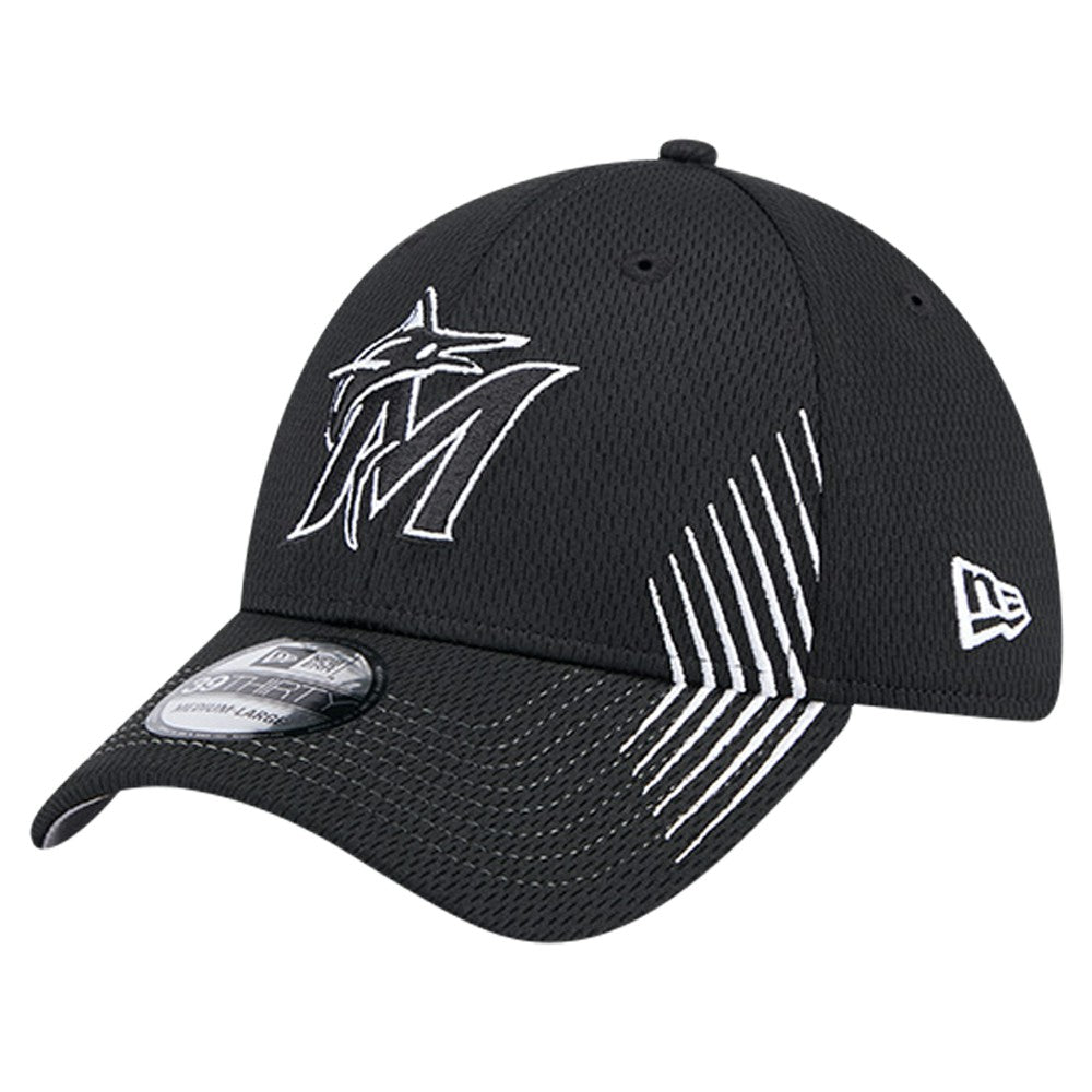 Miami Marlins New Era Active Dash Mark 39THIRTY Flex Hat - Black Hats