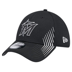 Miami Marlins New Era Active Dash Mark 39THIRTY Flex Hat - Black Hats