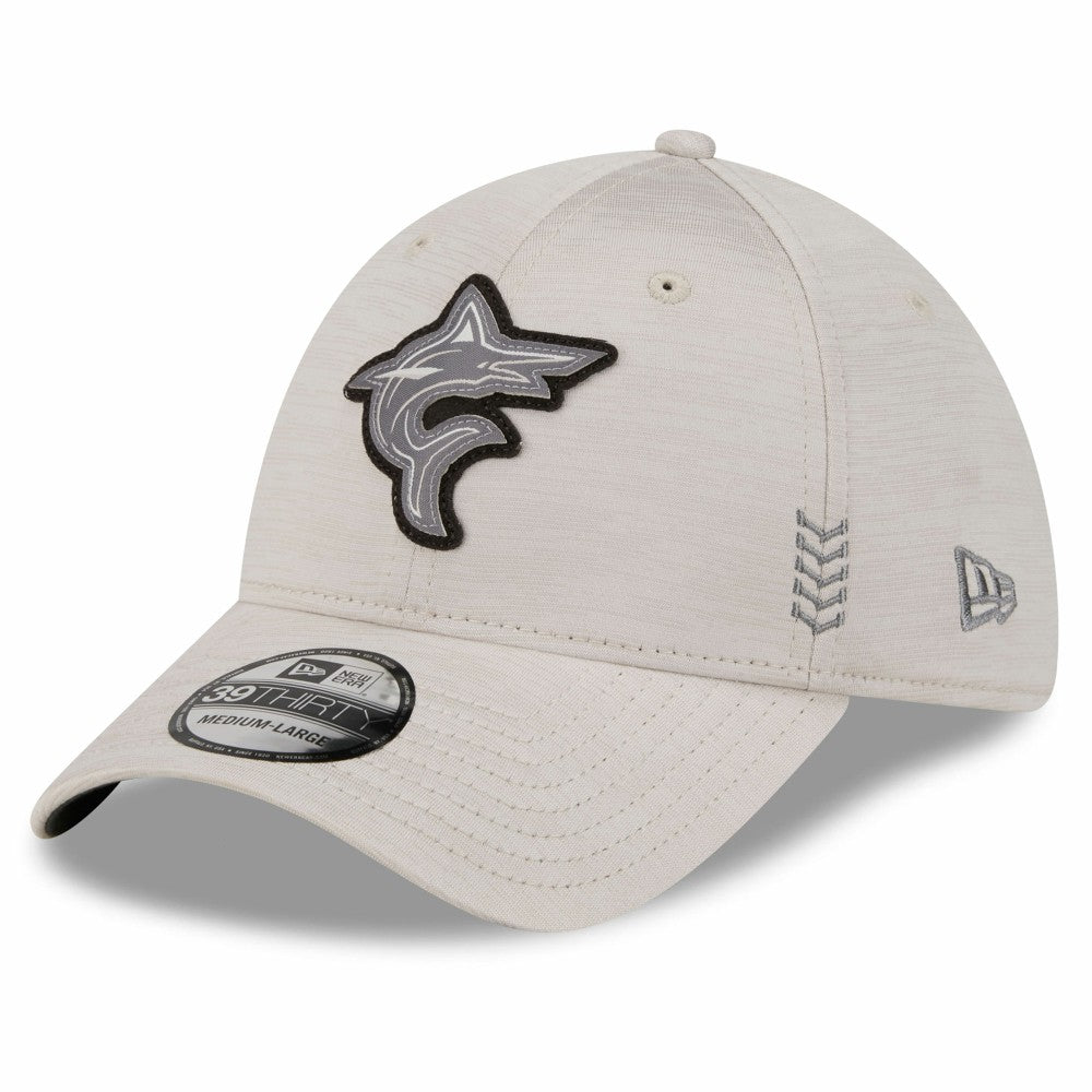 Miami Marlins New Era 2024 Clubhouse 39THIRTY Flex Hat - Cream Hats