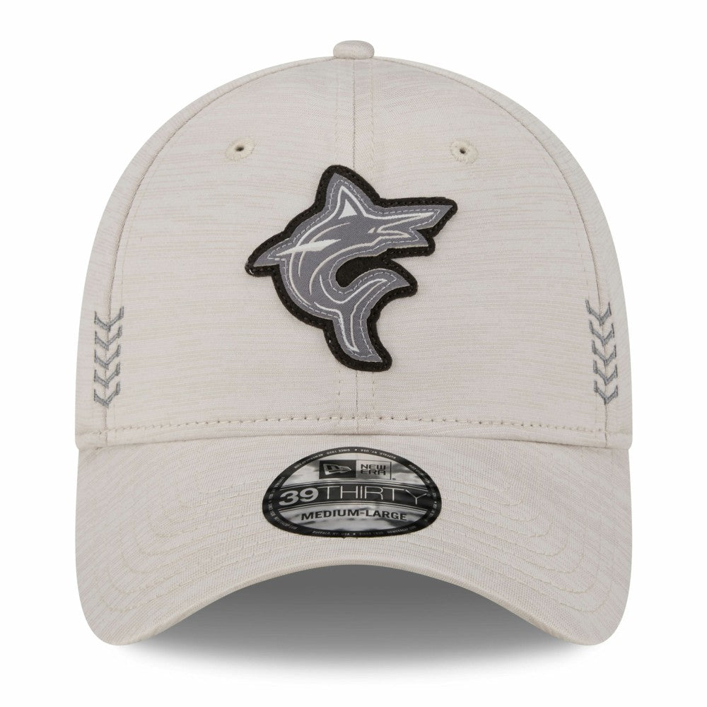 Miami Marlins New Era 2024 Clubhouse 39THIRTY Flex Hat - Cream Hats