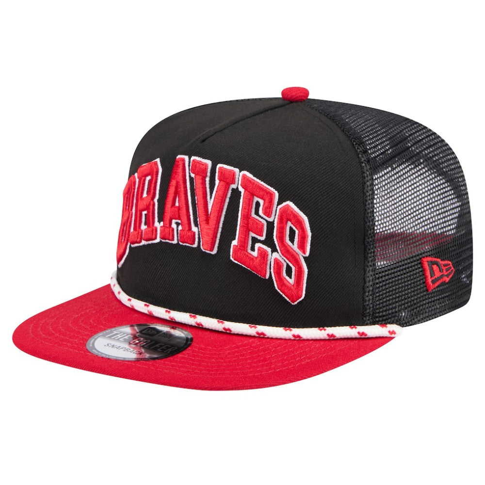 Atlanta Braves New Era Throwback Meshback Golfer Hat - Black Hats