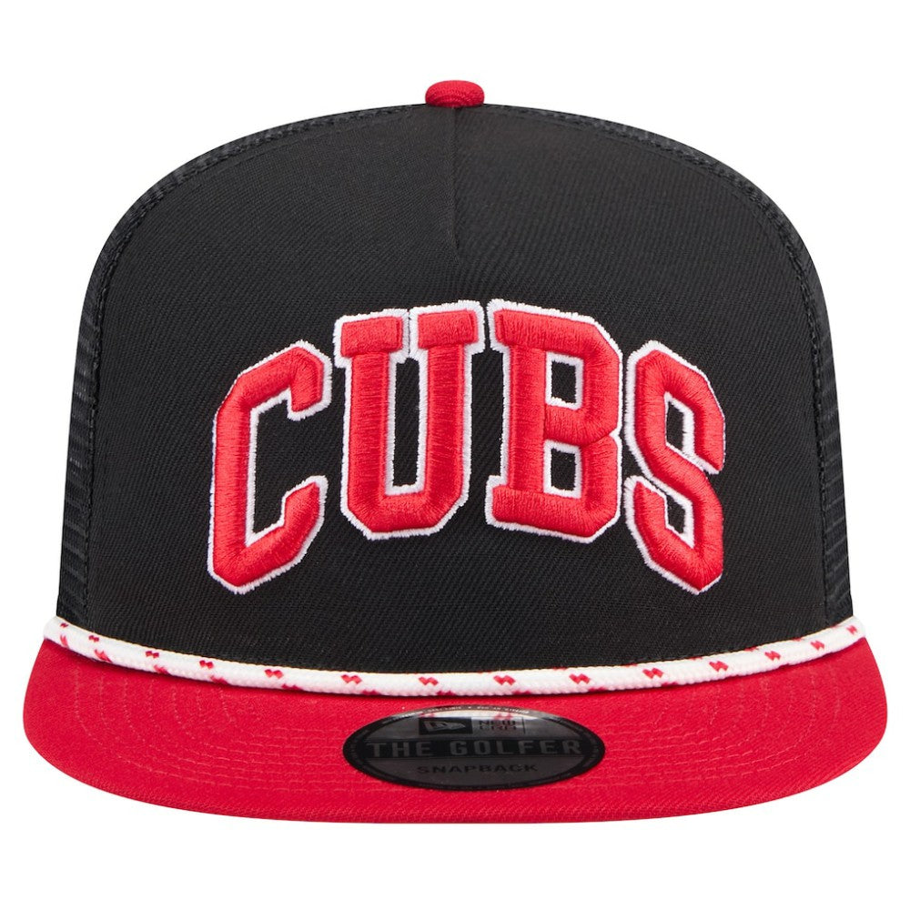 Chicago Cubs New Era Throwback Meshback Golfer Hat - Black Hats