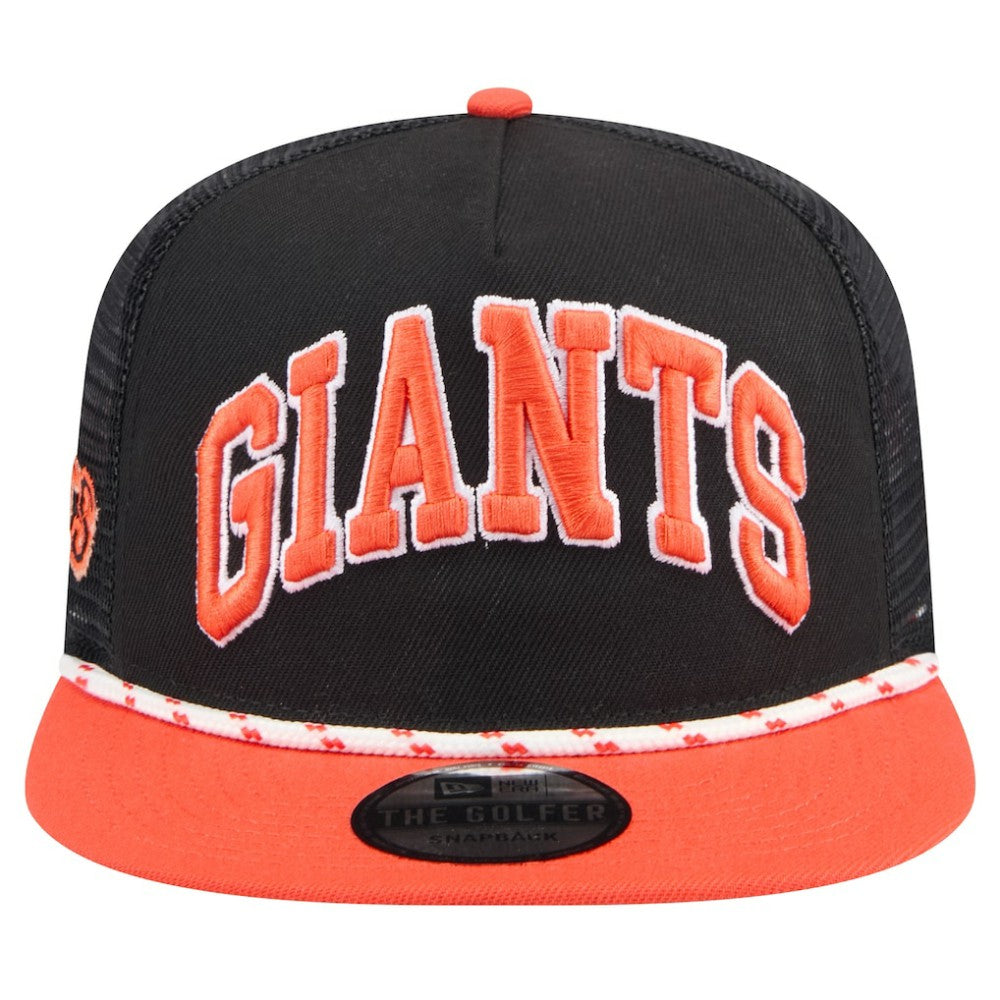 San Francisco Giants New Era Throwback Meshback Golfer Hat - Black Hats