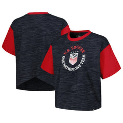 USWNT 5th & Ocean by New Era Women's Athletic Cross Back Cropped T-Shirt Navy - New Era