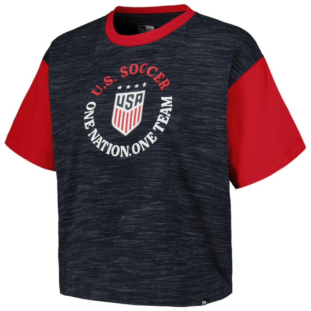 USWNT 5th & Ocean by New Era Women's Athletic Cross Back Cropped T-Shirt Navy - New Era