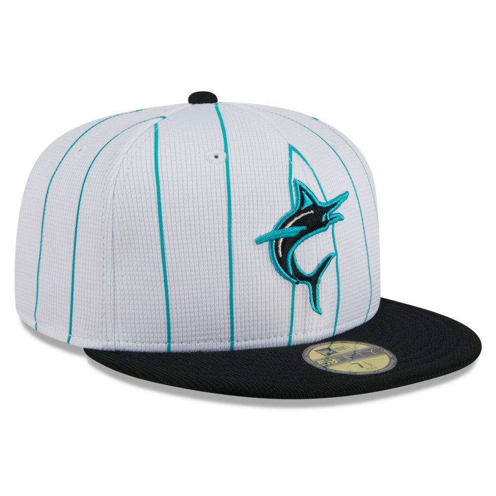 Miami Marlins New Era 2025 Batting Practice 59FIFTY Fitted Hat - White Hats