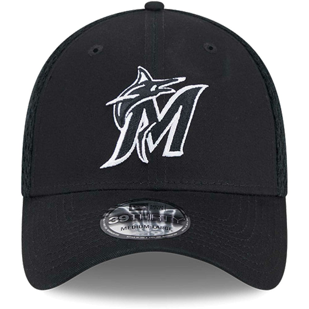 Miami Marlins New Era Neo 39THIRTY Flex Hat - Black/White Hats