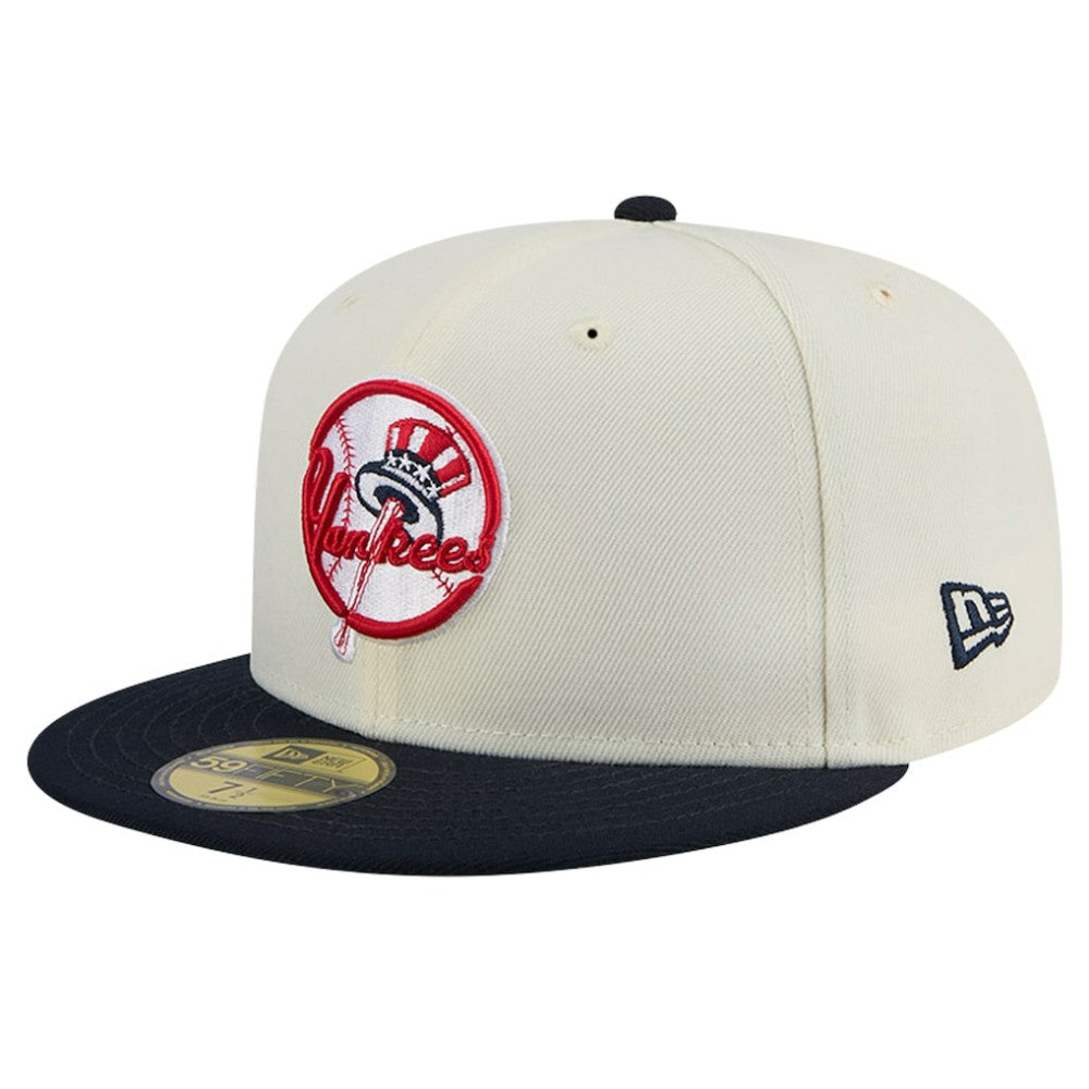 New York Yankees New Era Top Hat Chrome 59FIFTY Fitted Hat - Cream Hats