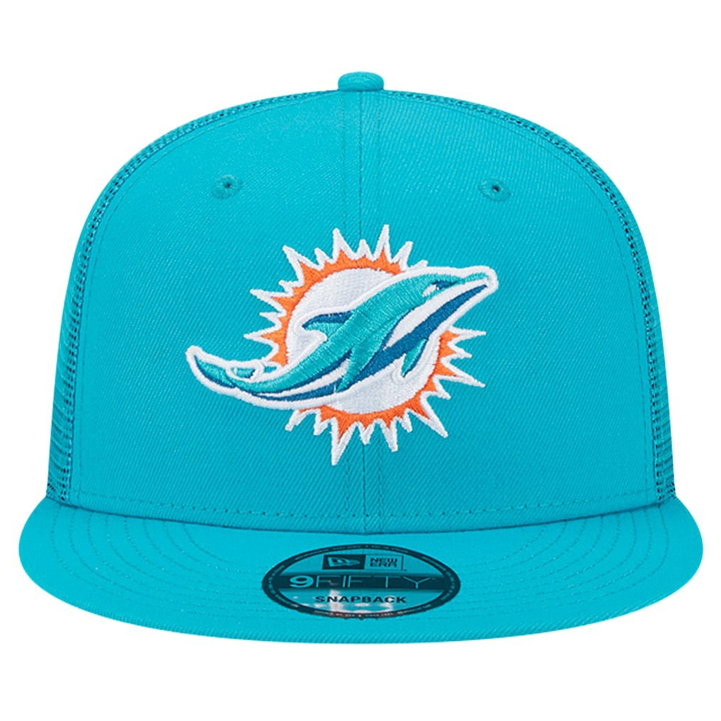 Miami Dolphins New Era Main Trucker 9FIFTY Snapback Hat - Aqua Hats