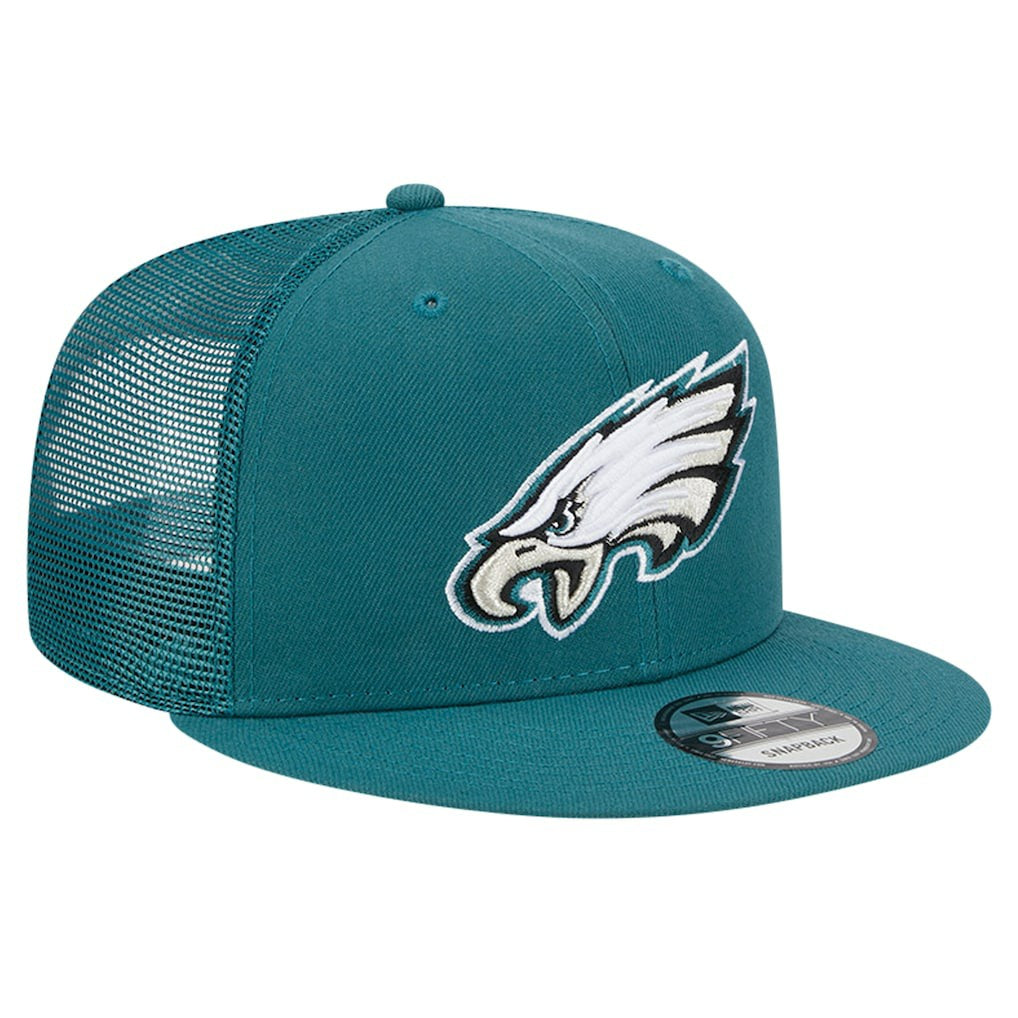 Philadelphia Eagles New Era Main Trucker 9FIFTY Snapback Hat - Midnight Green Hats