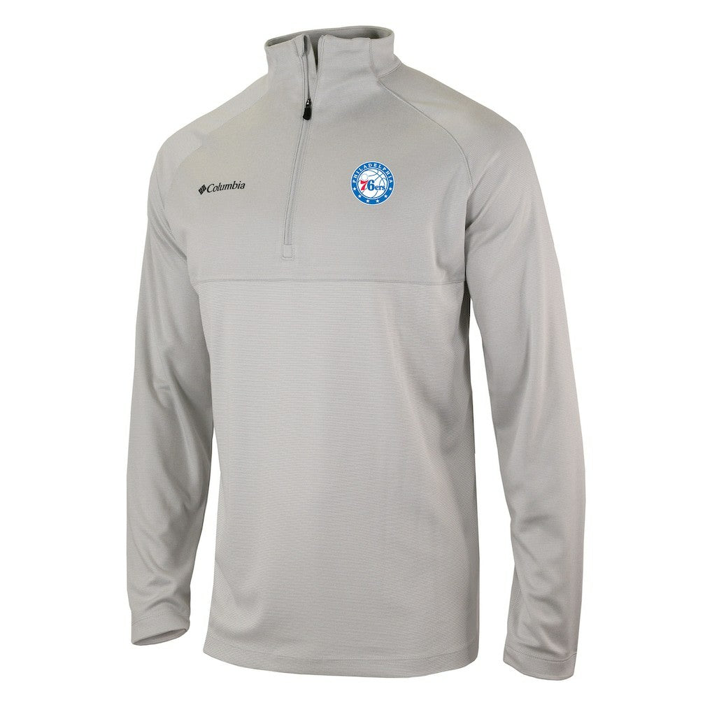 Philadelphia 76ers Omni-Wick Rockin' It Quarter-Zip Pullover Top Heather Gray - Columbia