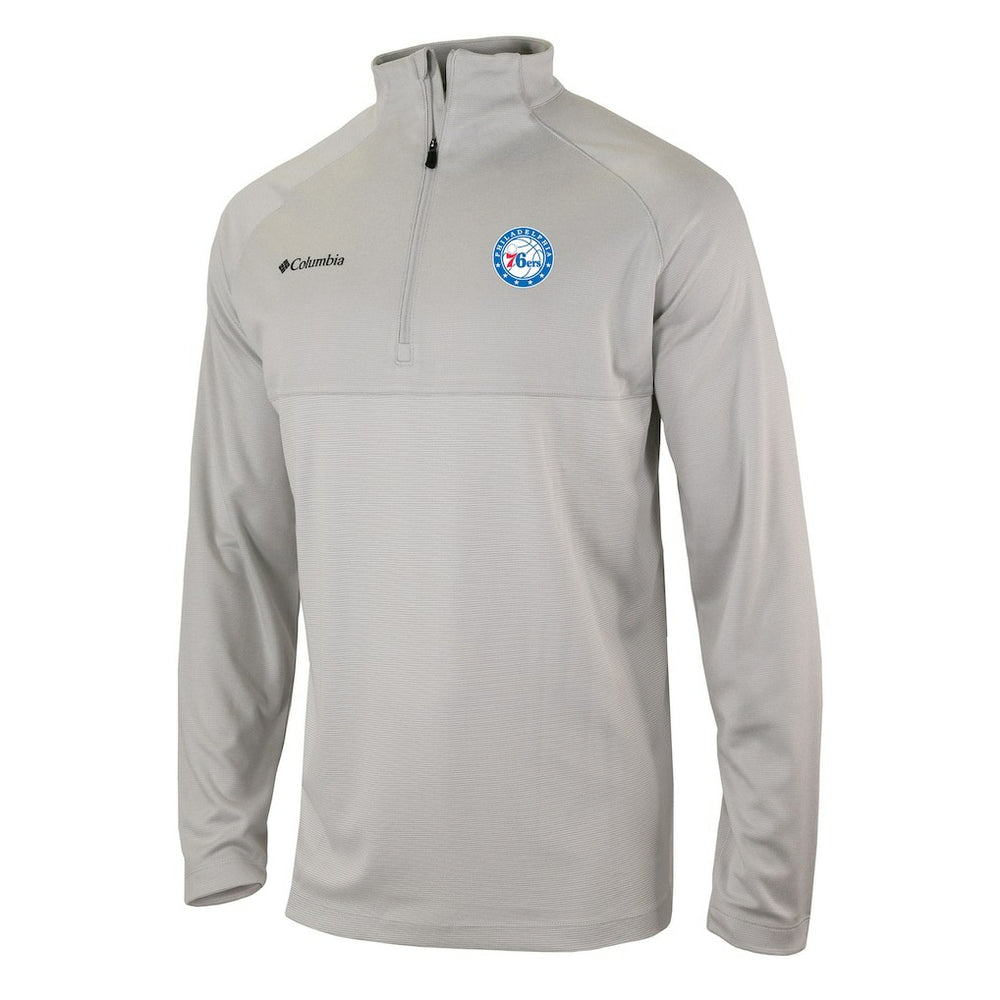 Philadelphia 76ers Omni-Wick Rockin' It Quarter-Zip Pullover Top Heather Gray - Columbia