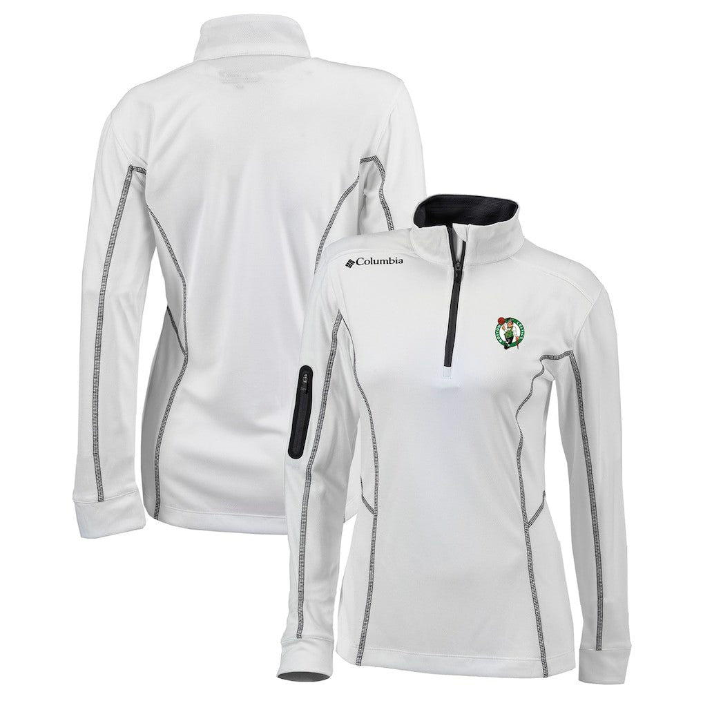 Boston Celtics Women's Omni-Wick Shotgun Quarter-Zip Pullover Top White - Columbia