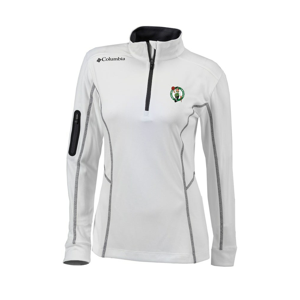 Boston Celtics Women's Omni-Wick Shotgun Quarter-Zip Pullover Top White - Columbia