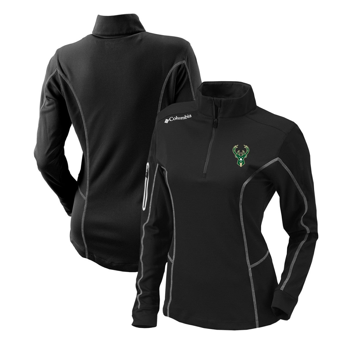 Milwaukee Bucks Women's Omni-Wick Shotgun Quarter-Zip Pullover Top Black - Columbia
