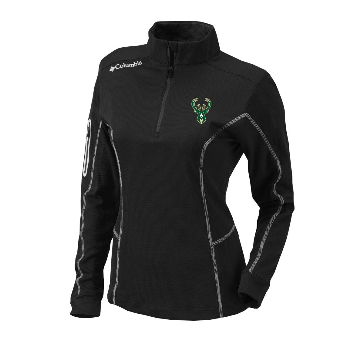 Milwaukee Bucks Women's Omni-Wick Shotgun Quarter-Zip Pullover Top Black - Columbia