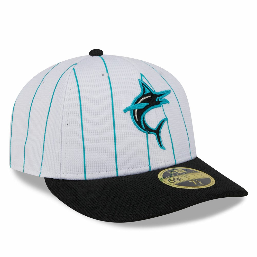 Miami Marlins New Era 2025 Batting Practice Low Profile 59FIFTY Fitted Hat - White Hats