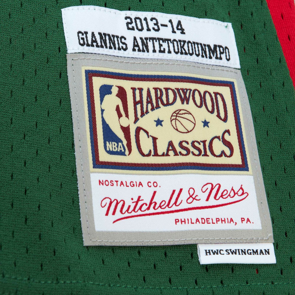 Giannis Antetokounmpo Milwaukee Bucks 2013/14 Hardwood Classics Swingman Jersey Hunter Green - Mitchell & Ness outlet