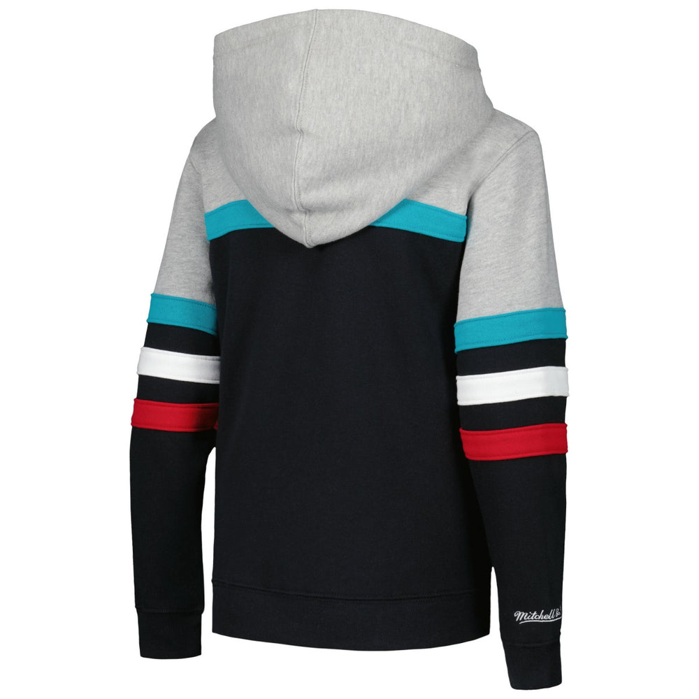 San Antonio Spurs Youth Hardwood Classics Head Coach Pullover Hoodie Black/Heather Gray - Mitchell & Ness