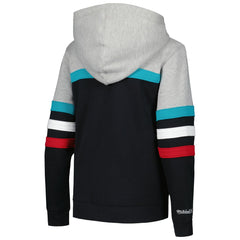 San Antonio Spurs Youth Hardwood Classics Head Coach Pullover Hoodie Black/Heather Gray - Mitchell & Ness
