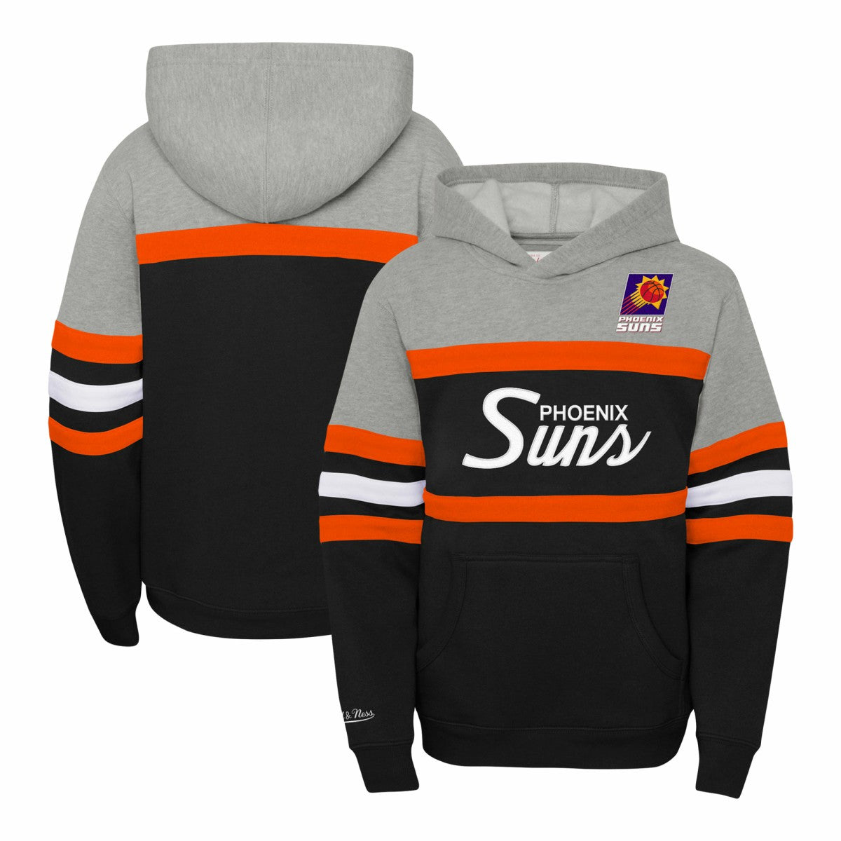 Phoenix Suns Youth Hardwood Classics Head Coach Pullover Hoodie Black/Heather Gray - Mitchell & Ness outlet