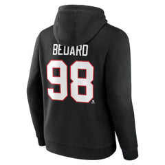 Connor Bedard Chicago Blackhawks Fanatics Authentic Stack Name & Number Tri-Blend Pullover Hoodie - Black | US 200398124