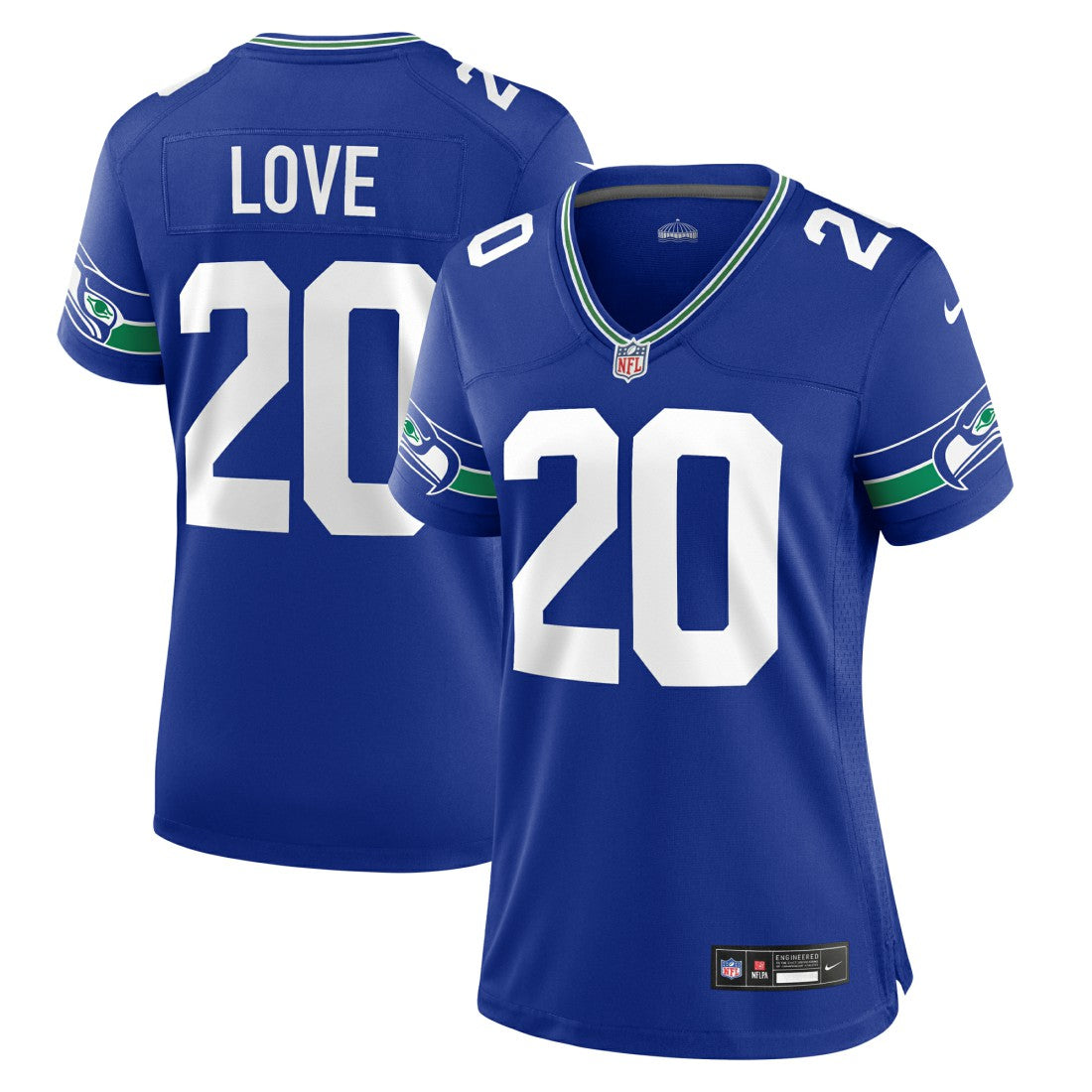 Julian Love Seattle Seahawks Women's Throwback Player Game Jersey - Royal Jerseys