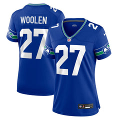Tariq Woolen Seattle Seahawks Women's Throwback Player Game Jersey - Royal Jerseys