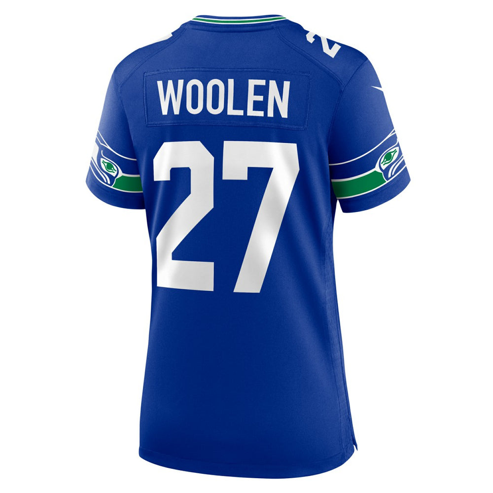 Tariq Woolen Seattle Seahawks Women's Throwback Player Game Jersey - Royal Jerseys