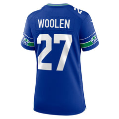 Tariq Woolen Seattle Seahawks Women's Throwback Player Game Jersey - Royal Jerseys