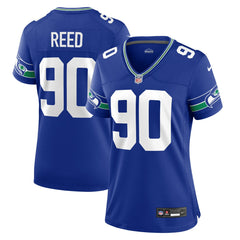 Jarran Reed Seattle Seahawks Women's Throwback Player Game Jersey - Royal Jerseys