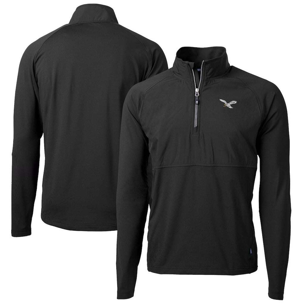 Philadelphia Eagles Cutter & Buck Adapt Eco Knit Hybrid Recycled Quarter-Zip Pullover Jacket - Black Pullover