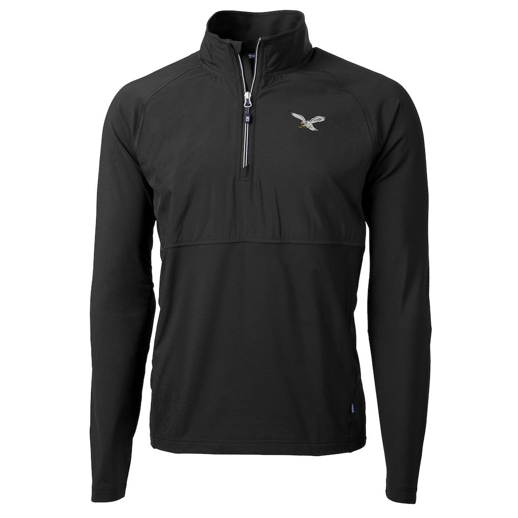 Philadelphia Eagles Cutter & Buck Adapt Eco Knit Hybrid Recycled Quarter-Zip Pullover Jacket - Black Pullover