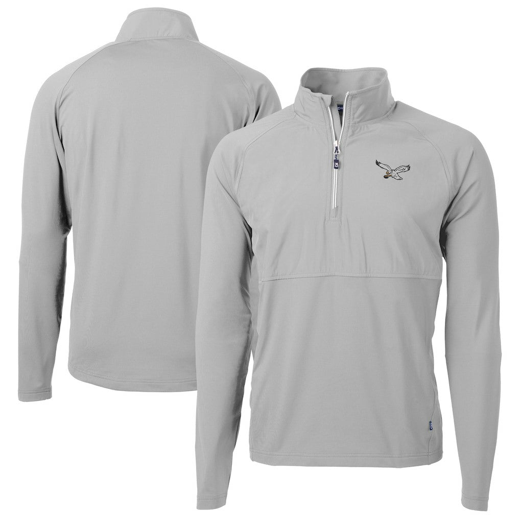 Philadelphia Eagles Cutter & Buck Adapt Eco Knit Hybrid Recycled Quarter-Zip Pullover Jacket - Silver Pullover