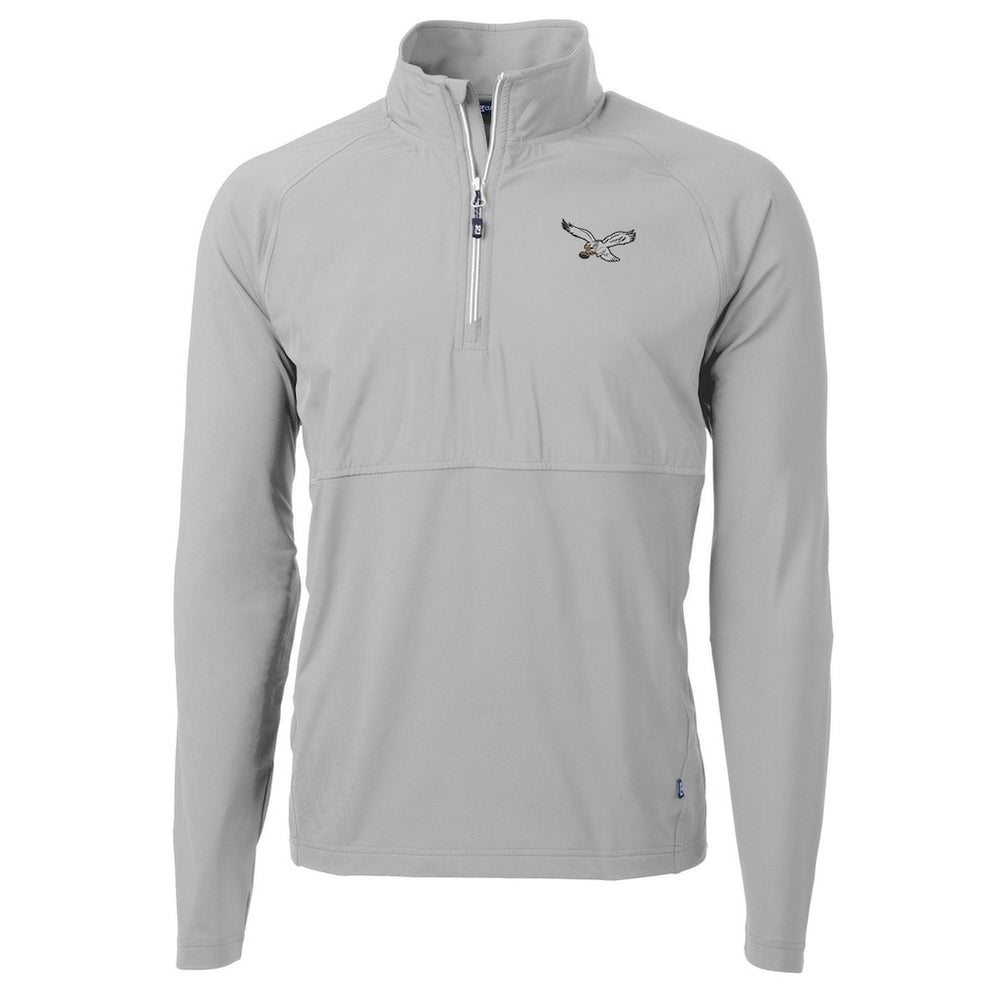Philadelphia Eagles Cutter & Buck Adapt Eco Knit Hybrid Recycled Quarter-Zip Pullover Jacket - Silver Pullover