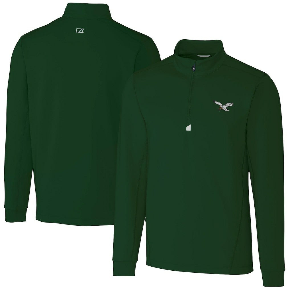 Philadelphia Eagles Cutter & Buck Traverse Stretch Quarter-Zip Pullover - Hunter Green Pullover