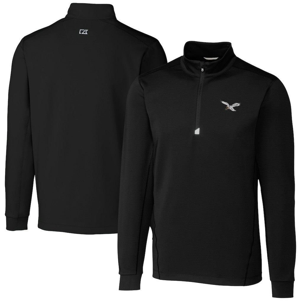 Philadelphia Eagles Cutter & Buck Traverse Stretch Quarter-Zip Pullover - Black Pullover