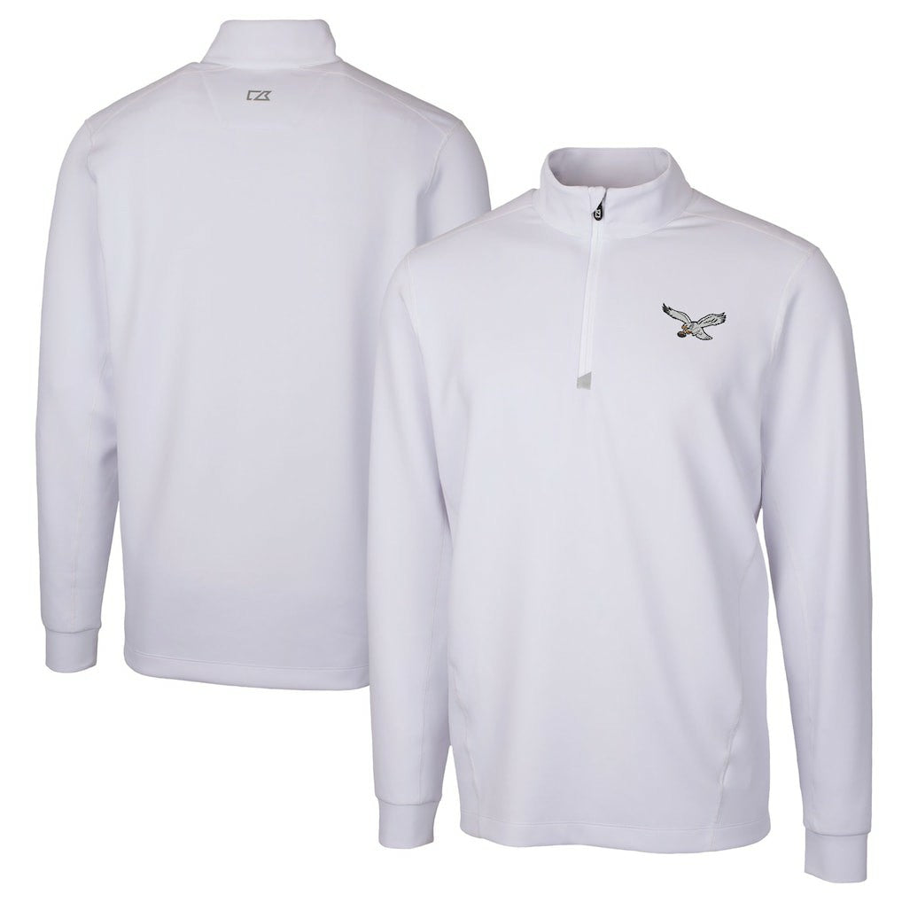 Philadelphia Eagles Cutter & Buck Traverse Stretch Quarter-Zip Pullover - White Pullover