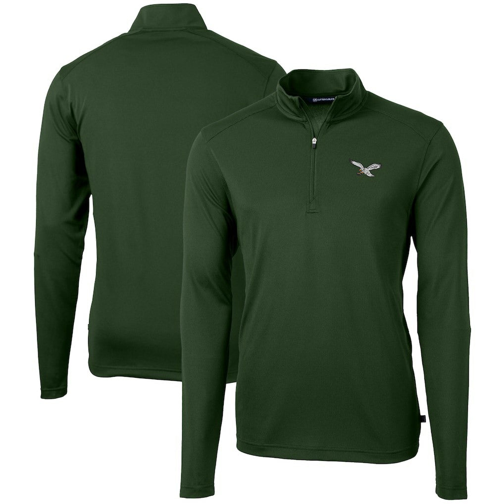 Philadelphia Eagles Cutter & Buck Virtue Eco Pique Recycled Quarter-Zip Pullover - Hunter Green Pullover