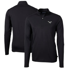 Philadelphia Eagles Cutter & Buck Virtue Eco Pique Recycled Quarter-Zip Pullover - Black Pullover