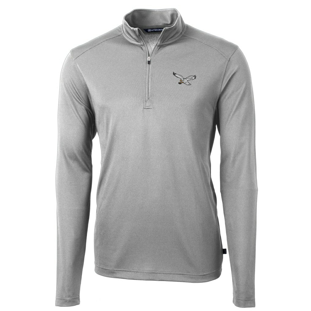 Philadelphia Eagles Cutter & Buck Virtue Eco Pique Recycled Quarter-Zip Pullover - Silver Pullover