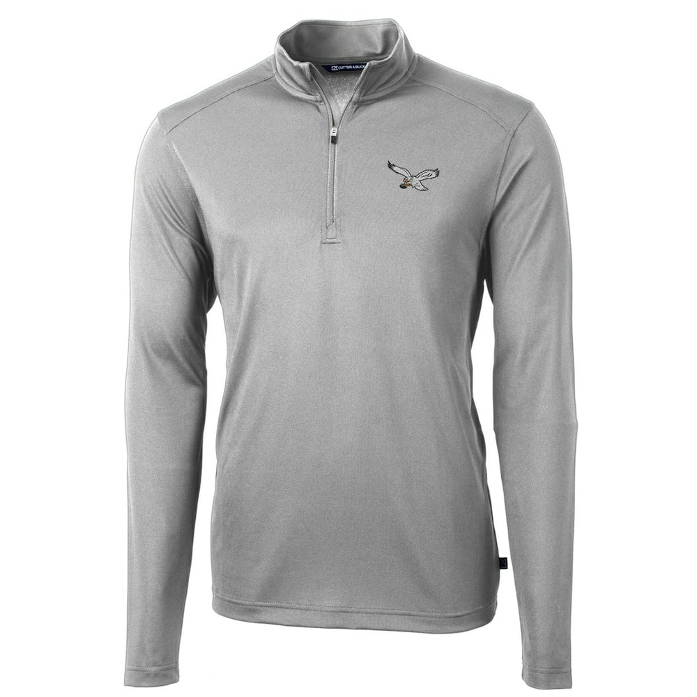 Philadelphia Eagles Cutter & Buck Virtue Eco Pique Recycled Quarter-Zip Pullover - Silver Pullover