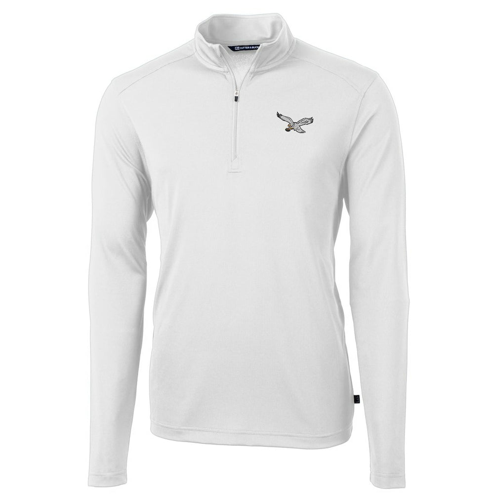 Philadelphia Eagles Cutter & Buck Virtue Eco Pique Recycled Quarter-Zip Pullover - White Pullover