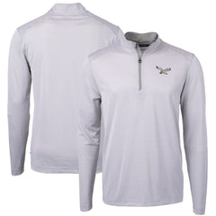 Philadelphia Eagles Cutter & Buck Virtue Eco Pique Micro Stripe Recycled Quarter-Zip Pullover Top - White Pullover