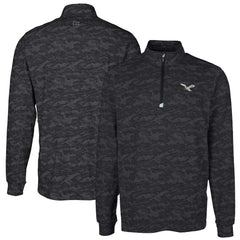 Philadelphia Eagles Cutter & Buck Traverse Camo Print Stretch Quarter-Zip Pullover - Black Pullover