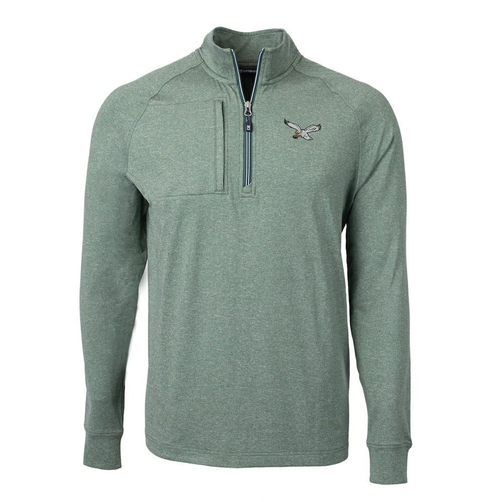 Philadelphia Eagles Cutter & Buck Adapt Eco Knit Heathered Recycled Quarter-Zip Pullover - Heather Green Pullover